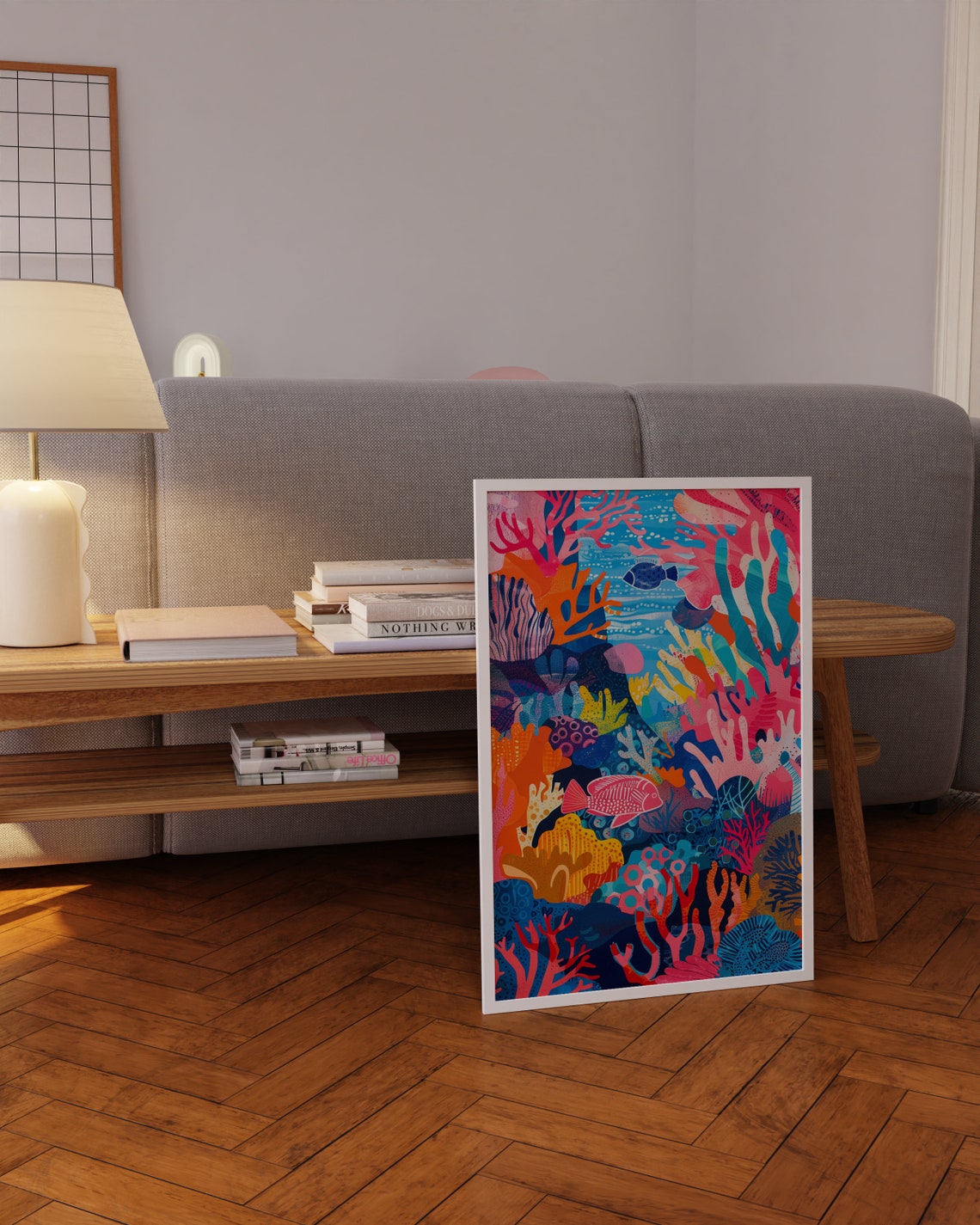 Vibrant Coral Reef Fish Bright Corals Modern Illustration Poster - Image 4