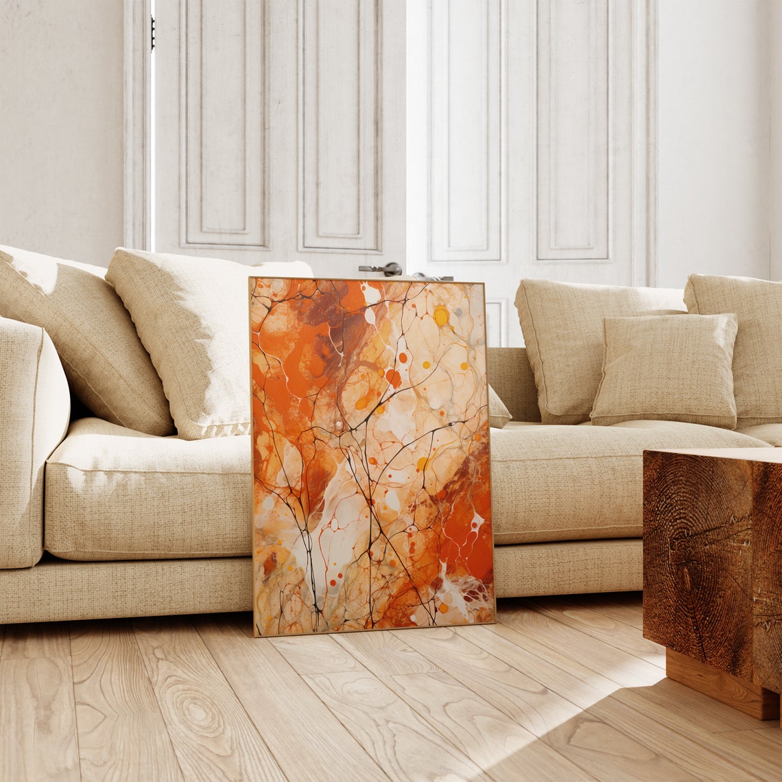 Jackson Pollock Style Amber Marble Vein Fluid Abstract Art Poster - Image 5