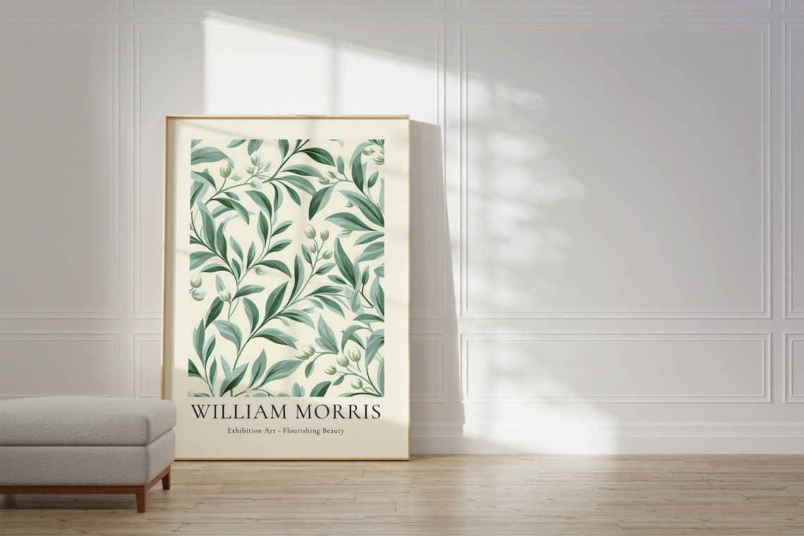 William Morris Flourishing Beauty Cream Leaf Pattern Art Poster