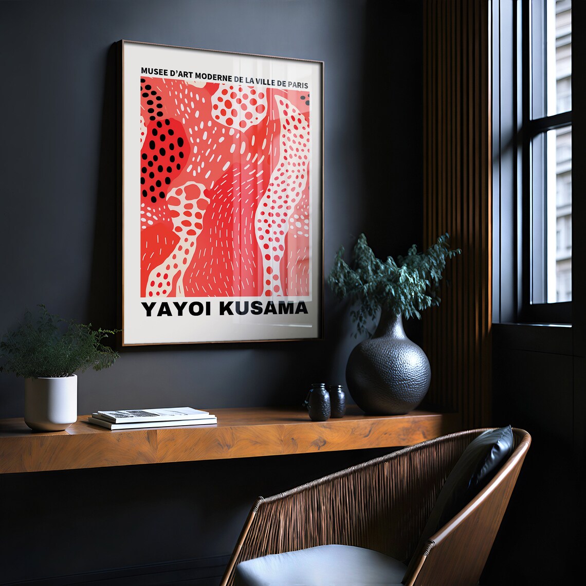 Yayoi Kusama Red Dotted Abstract Paris Exhibition Art Poster - Image 2