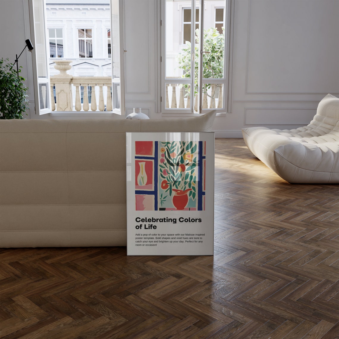 Matisse Inspired Red Pitcher Orange Blossom Still Life Poster - Image 3