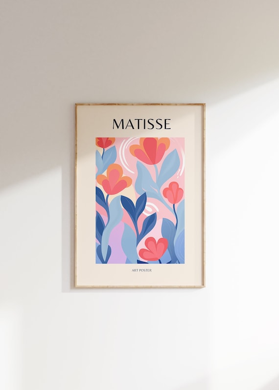 Henri Matisse Cheerful Pink Blue Floral Garden Modern Poster