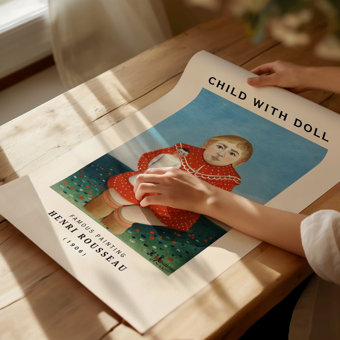Henri Rousseau Child with Doll 1906 Red Dress Portrait Poster - Image 3