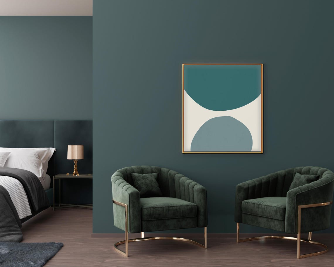 Teal Circles Abstract Wall Art Print Trendy Abstract Art Gallery Wall Art Geometric Art - Image 2