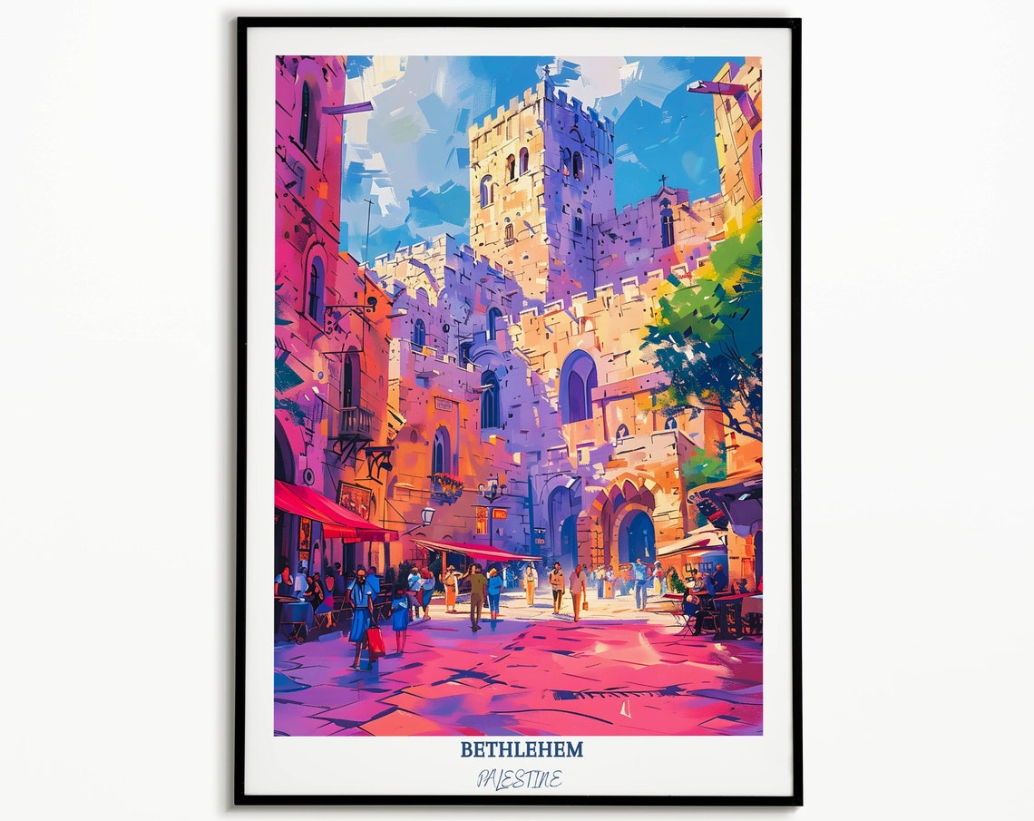 Palestine Wall Art Bethlehem Church Of The Nativity Palestine Travel Gift Vintage Travel Poster Printable City Poster