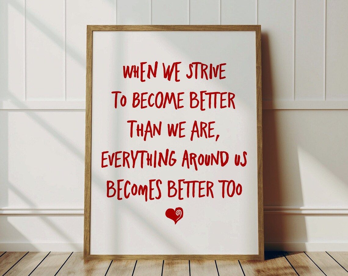 Paulo Coelho Become Better Quote Poster Red Typography Inspirational Decor