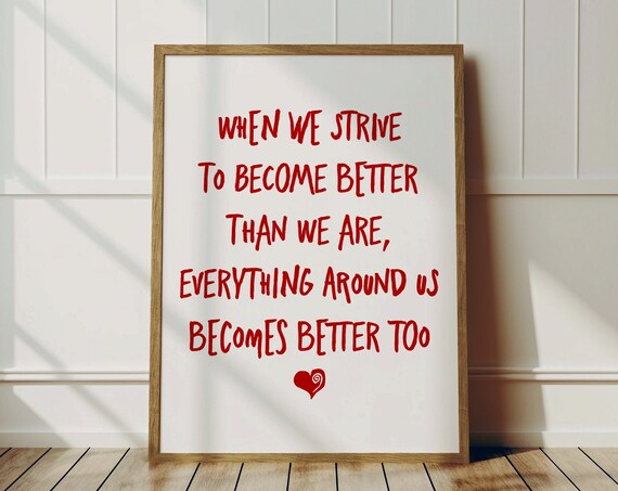 Paulo Coelho Become Better Quote Poster Red Typography Inspirational Decor