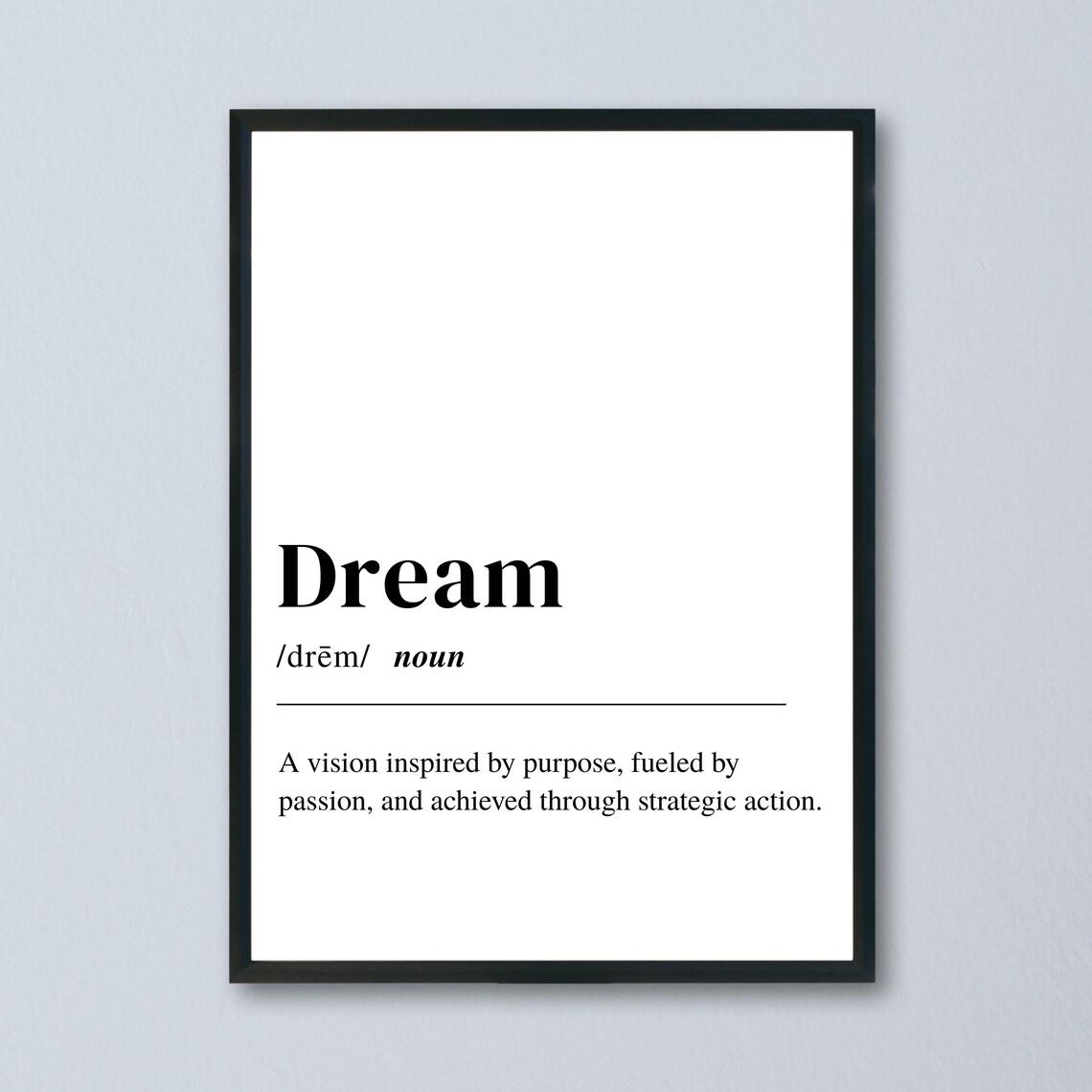 Dream Definition Minimalist Poster, Inspirational Quote