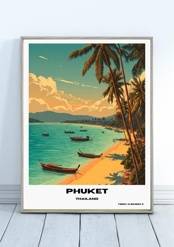 Phuket Travel Print Thailand Poster Wall Art Home Decor Gift Lovers Thai