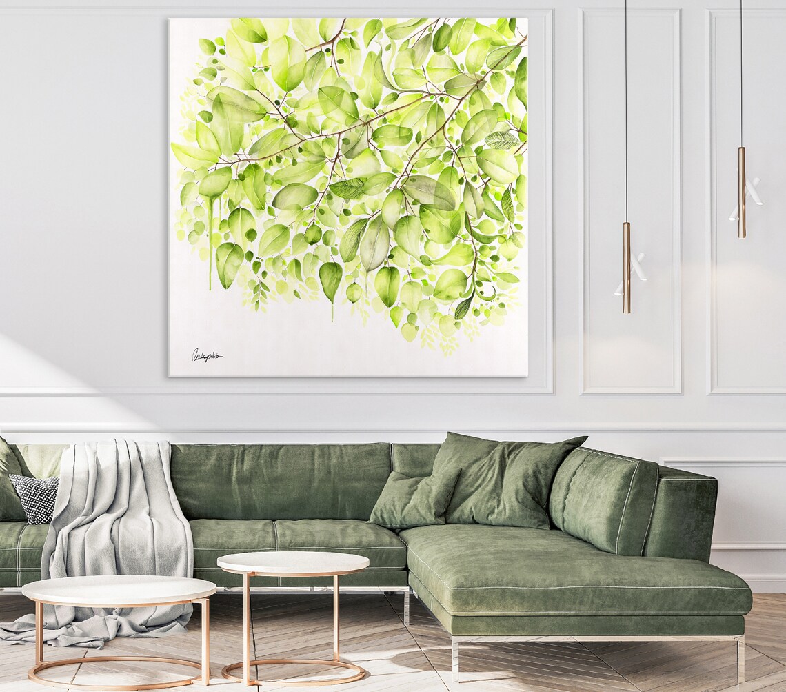 Abstract Tree Watercolor Art Print, Green Botanical - Image 2