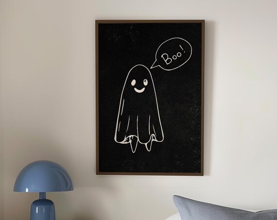 Boo Ghost Print Halloween Prints Halloween Printables Cute Halloween Decor Cute Ghost Wall Art Quirky Halloween Art