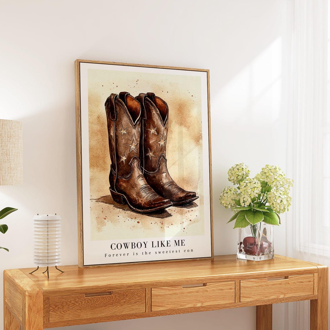 Taylor Swift Cowboy Like Me Star Boots Watercolor Lyric Poster - Image 3
