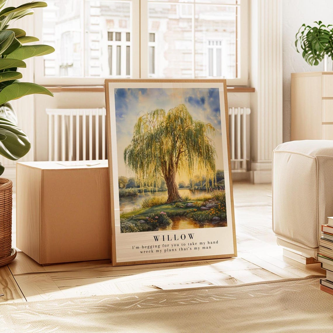 Taylor Swift Willow Golden Riverside Tree Watercolor Lyric Poster - Image 3