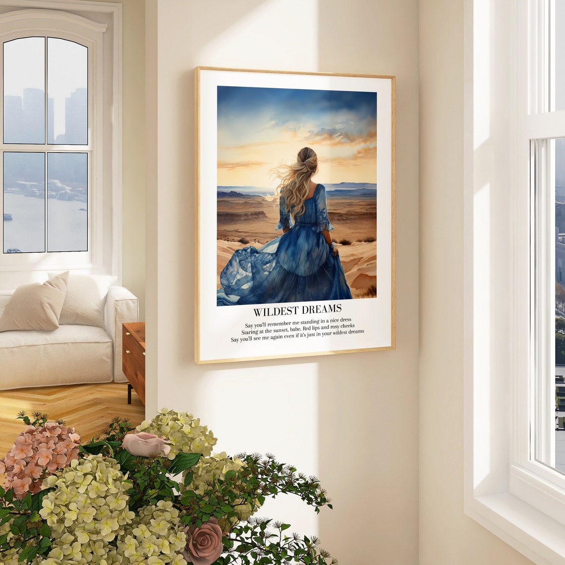 Taylor Swift Wildest Dreams Lyric Desert Sunset Blue Dress Poster - Image 2