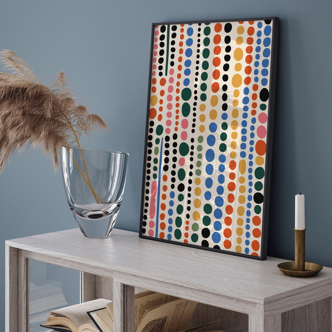 Mid Century Modern Colorful Dots Pattern Retro Abstract Poster - Image 3