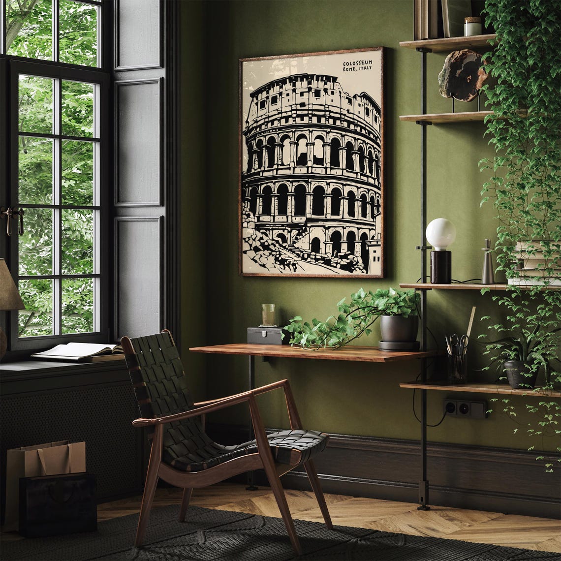 Dramatic Bold Colosseum Rome Italy Black Ink Landmark Poster - Image 4