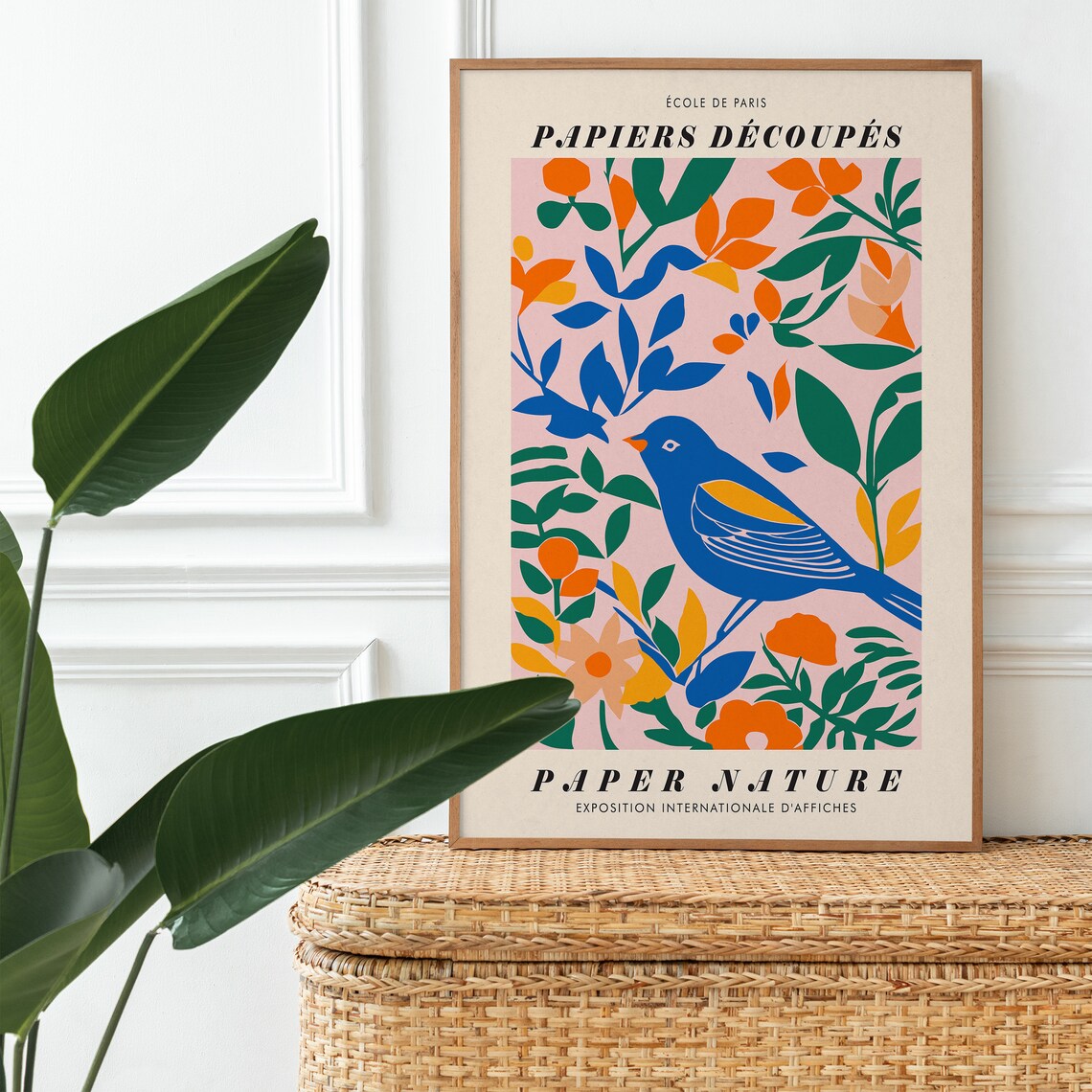 Papiers Decoupes Ecole de Paris Blue Bird Floral Nature Poster - Image 4