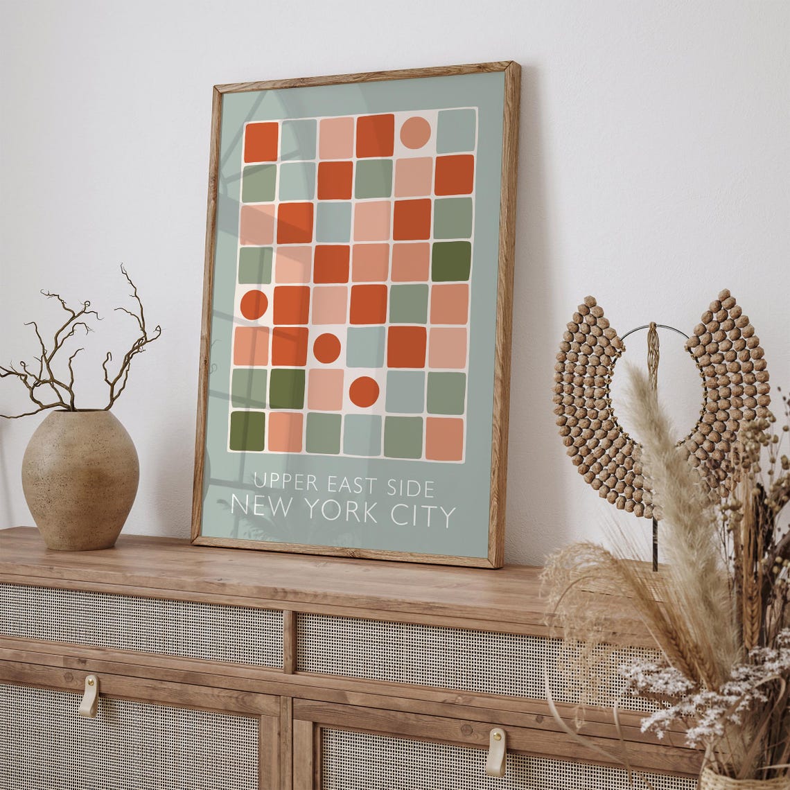Upper East Side NYC Mid Century Geometric Terracotta Tile Poster - Image 2