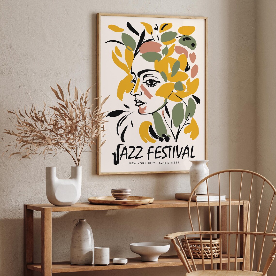 New York 52nd Street Jazz Festival Floral Woman Portrait Poster - Image 2