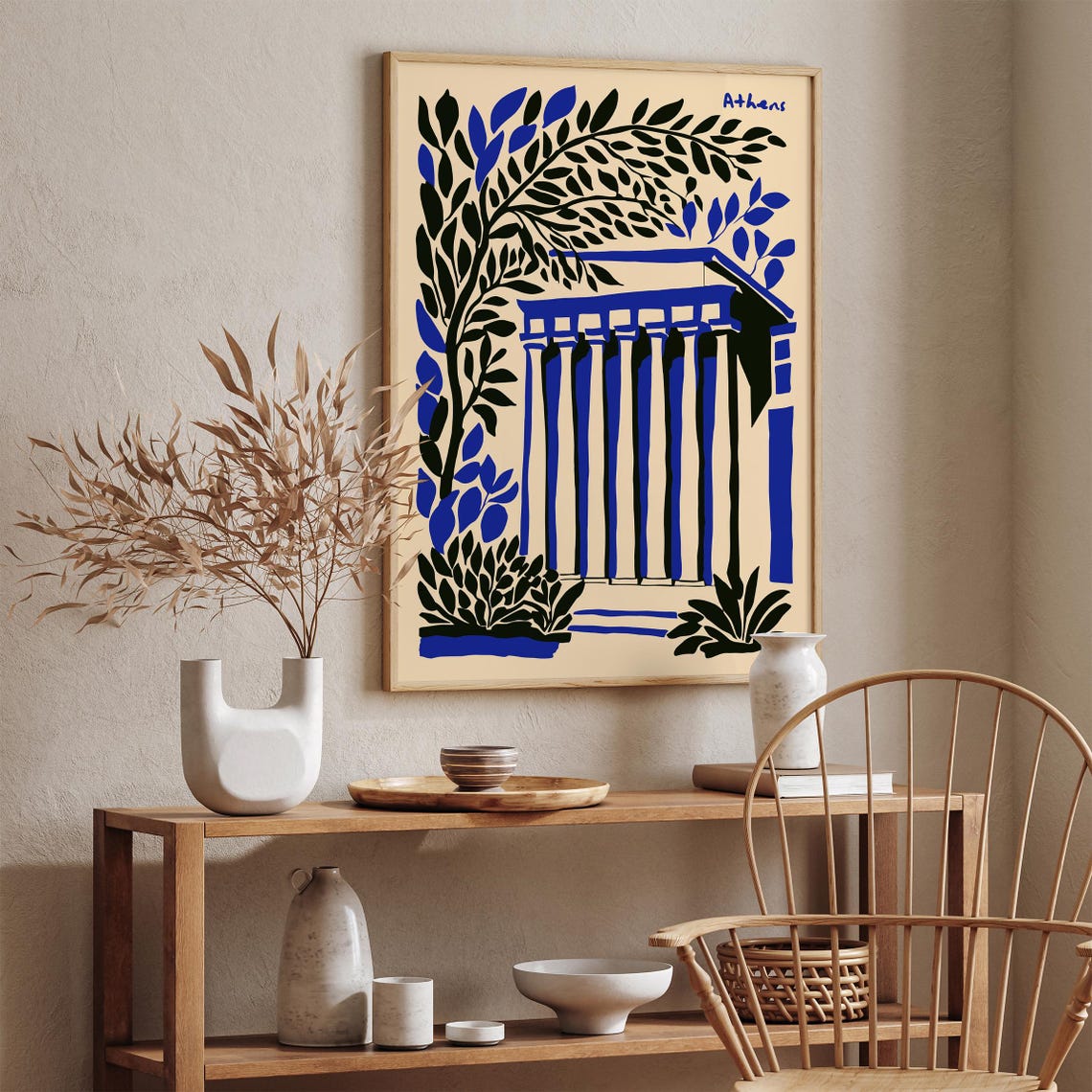 Athens Greece Blue Temple and Tree Matisse Style Travel Poster - Image 5