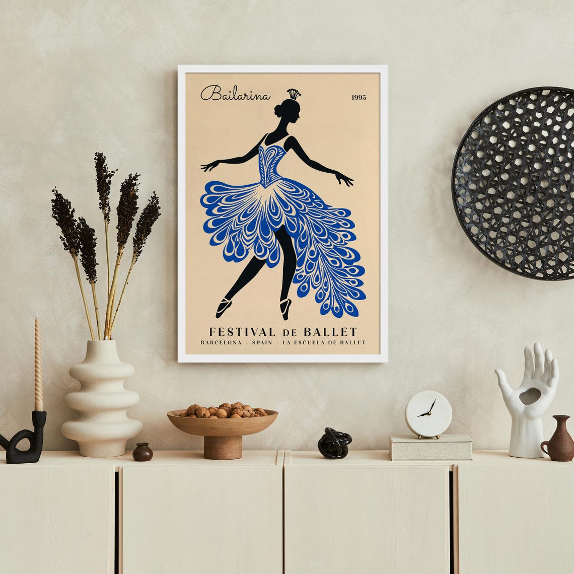 Festival de Ballet Barcelona 1995 Blue Peacock Tutu Dance Poster - Image 5