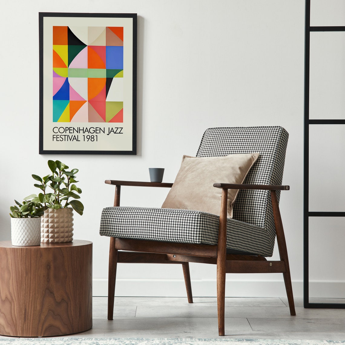 Copenhagen Jazz Festival 1981 Colorful Geometric Modern Art Poster - Image 3