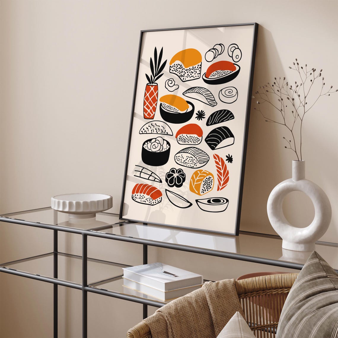 Colorful Sushi Rolls and Nigiri Minimalist Japanese Food Poster - Image 4