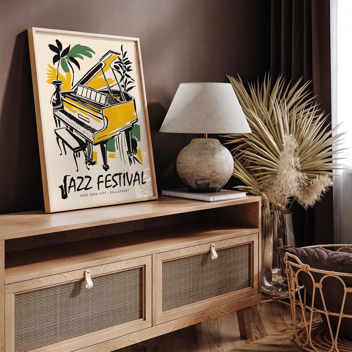 New York 52nd Street Jazz Festival Golden Grand Piano Poster - Image 3