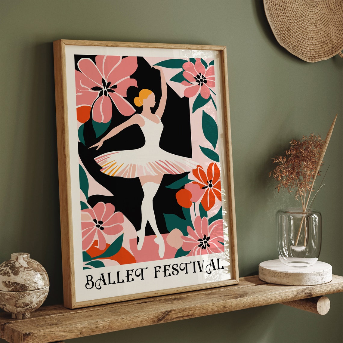 Ballet Festival White Tutu Floral Dance Ballerina Art Poster - Image 4
