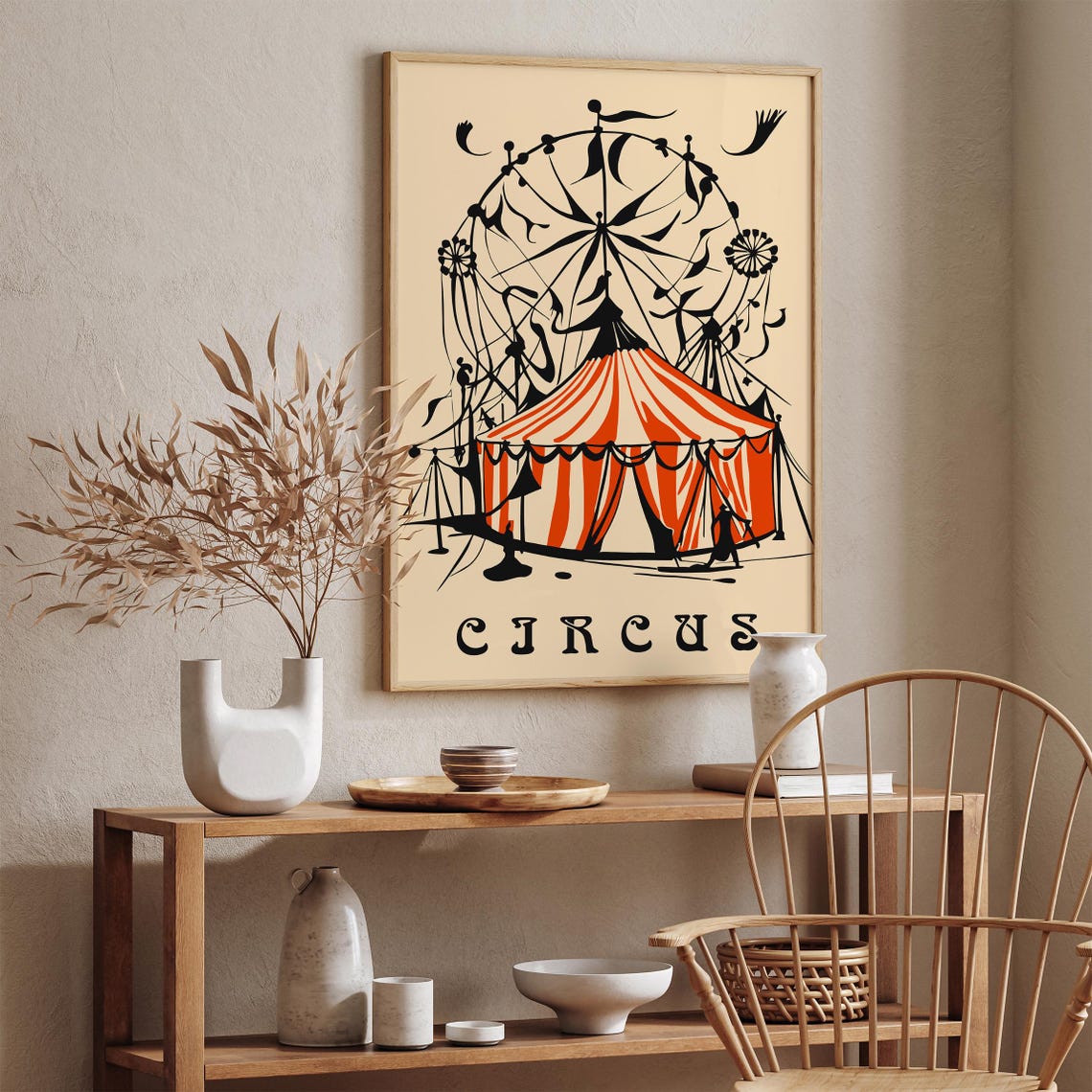 Vintage Circus Big Top Red Tent Ferris Wheel Carnival Poster - Image 2