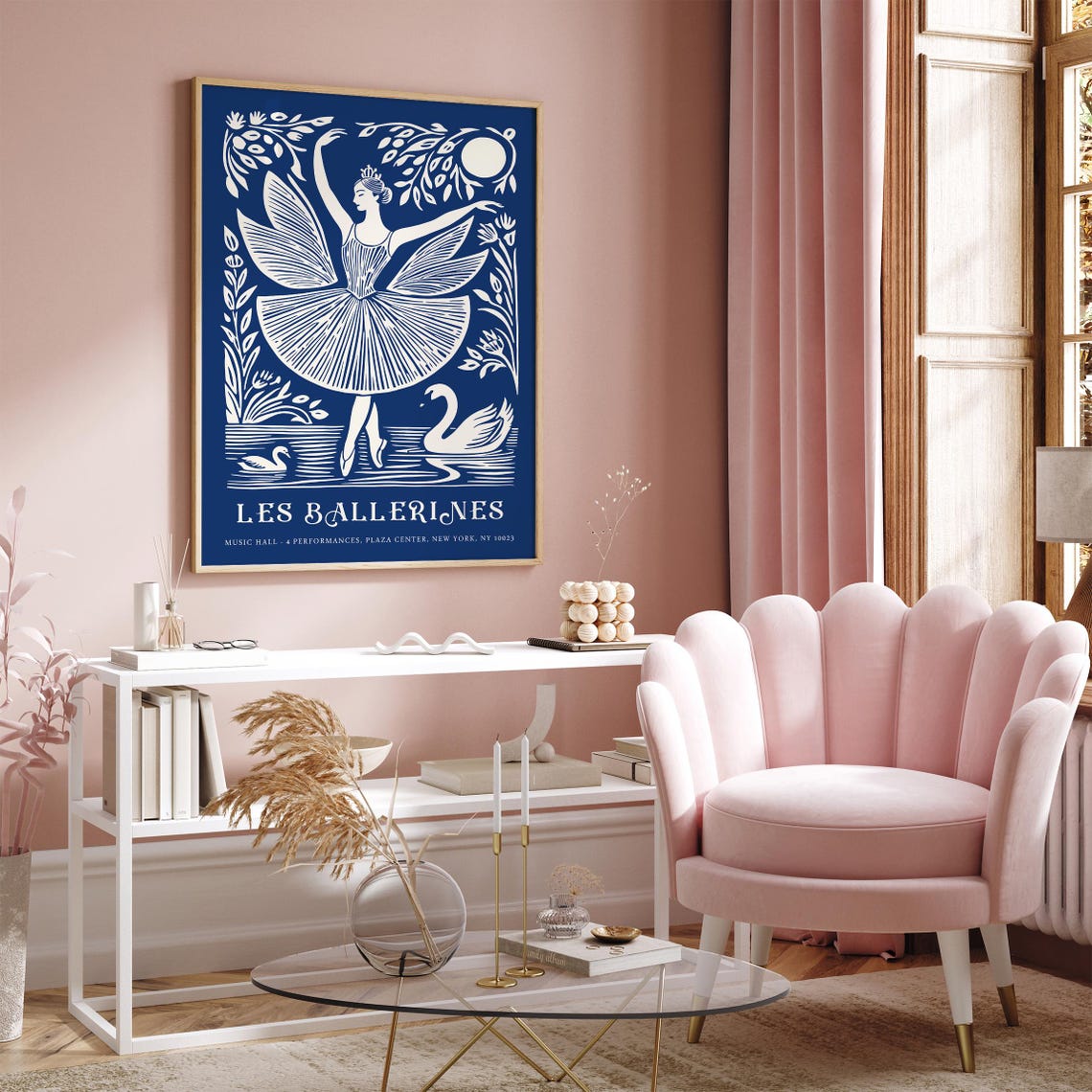 Les Ballerines Blue Poster with Swan Lake Ballerina Cutout Art - Image 5