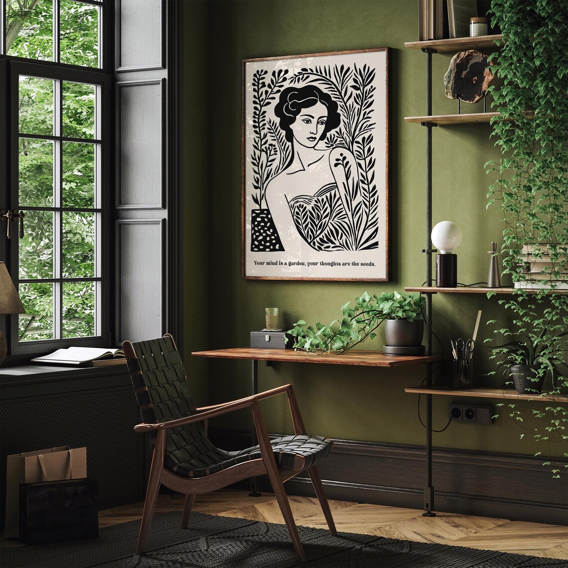 Your Mind Is a Garden Botanical Woman Inspirational Quote Poster - Image 6