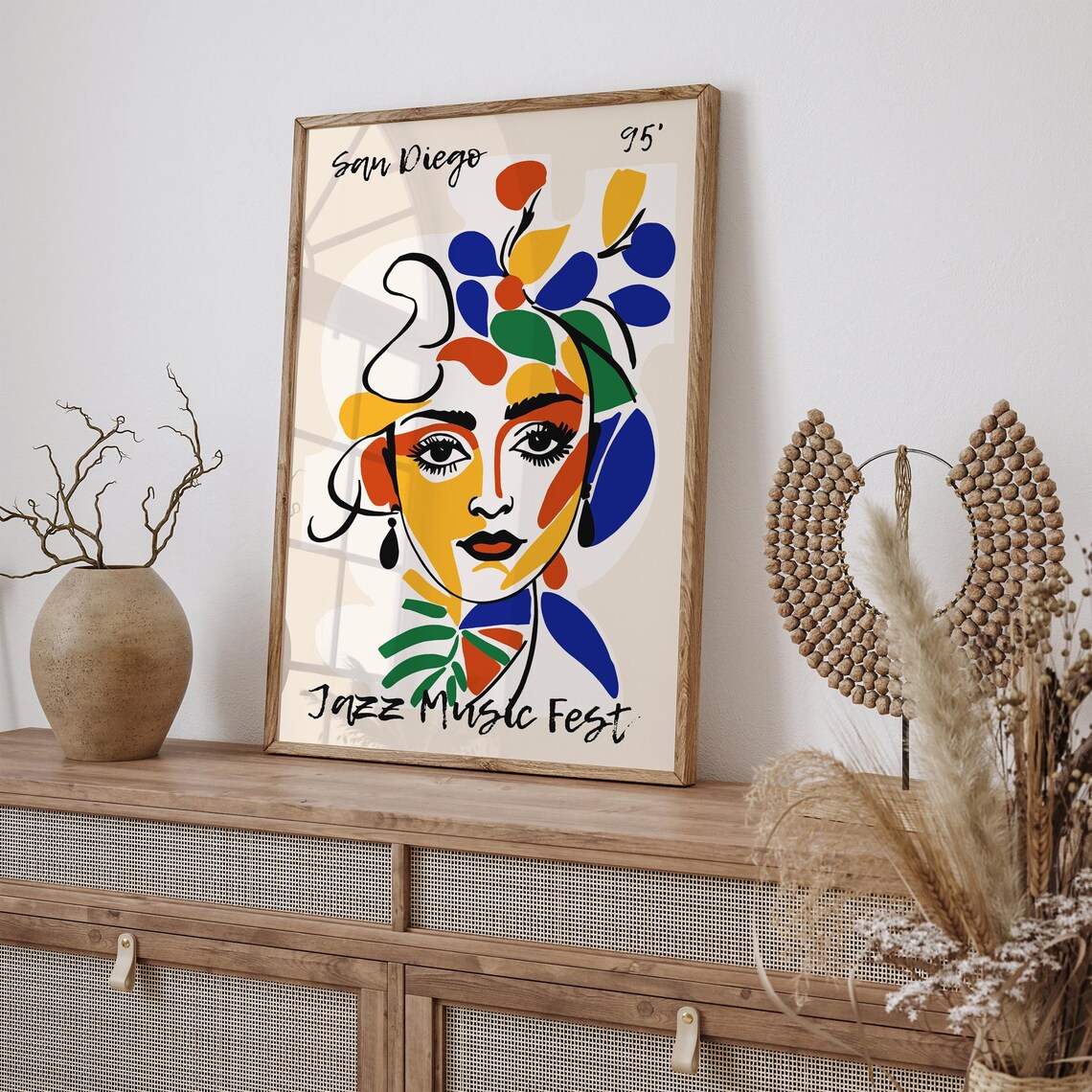 San Diego 95 Jazz Music Fest Abstract Woman Portrait Art Poster - Image 2