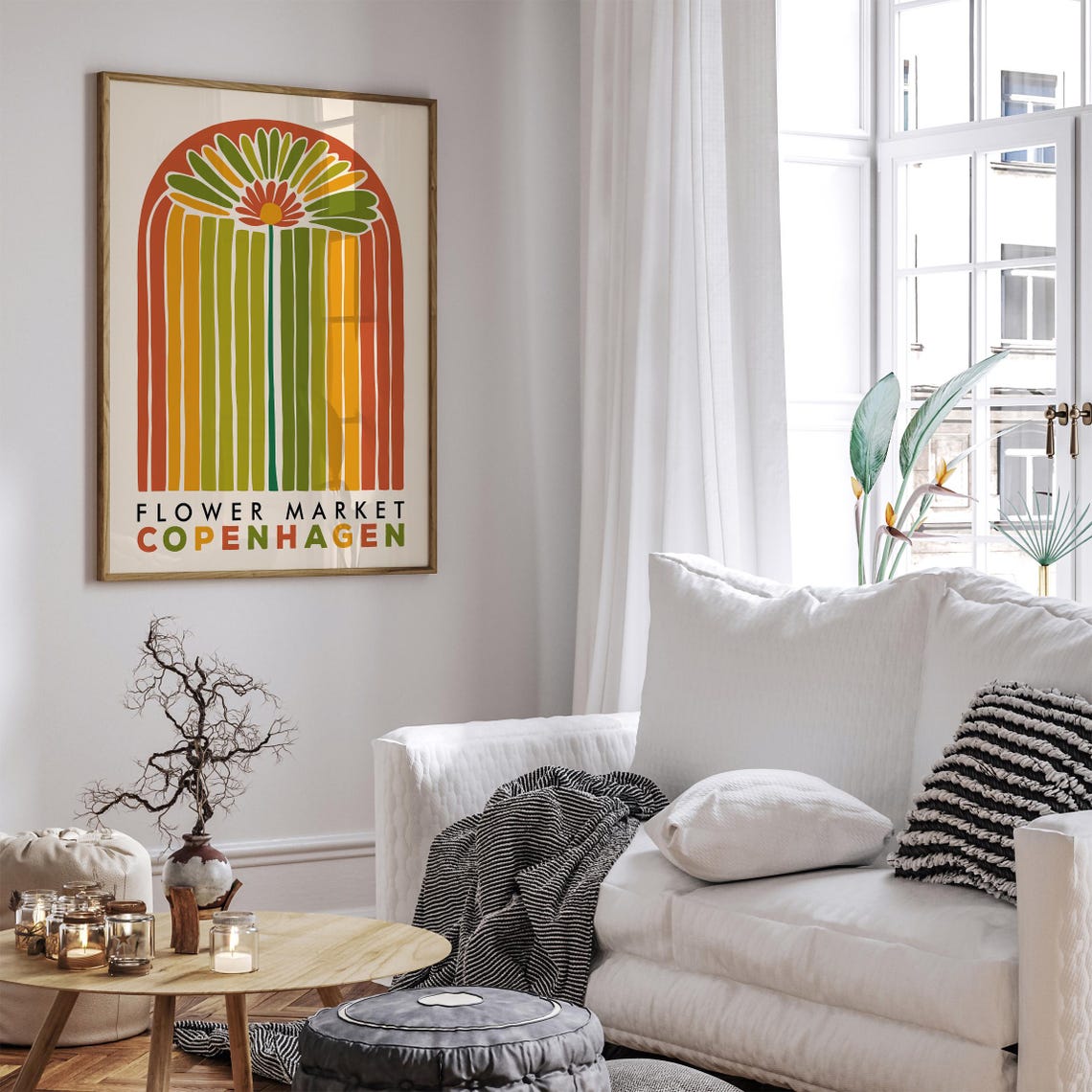 Scandinavian Flower Market Copenhagen Retro Rainbow Arch Poster - Image 6