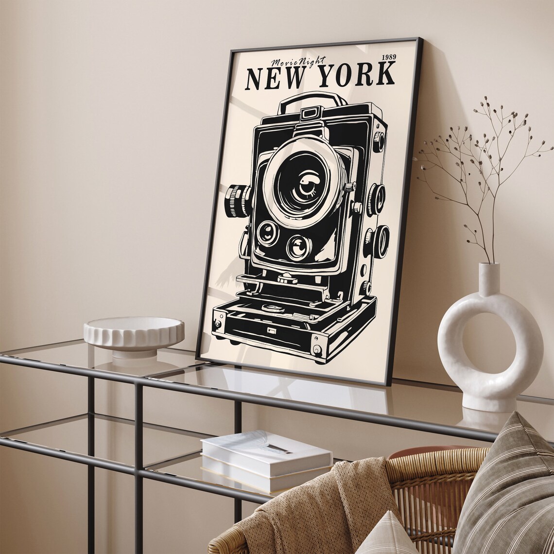 Movie Night New York 1989 Vintage Camera Cinema Decor Poster - Image 5