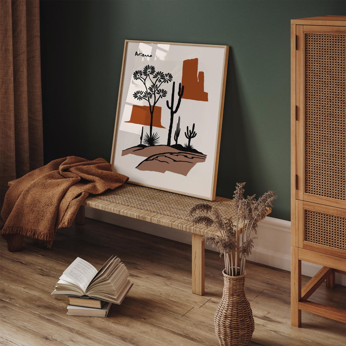 Arizona Modern Minimalist Cactus Mesa Desert Boho Style Poster - Image 4