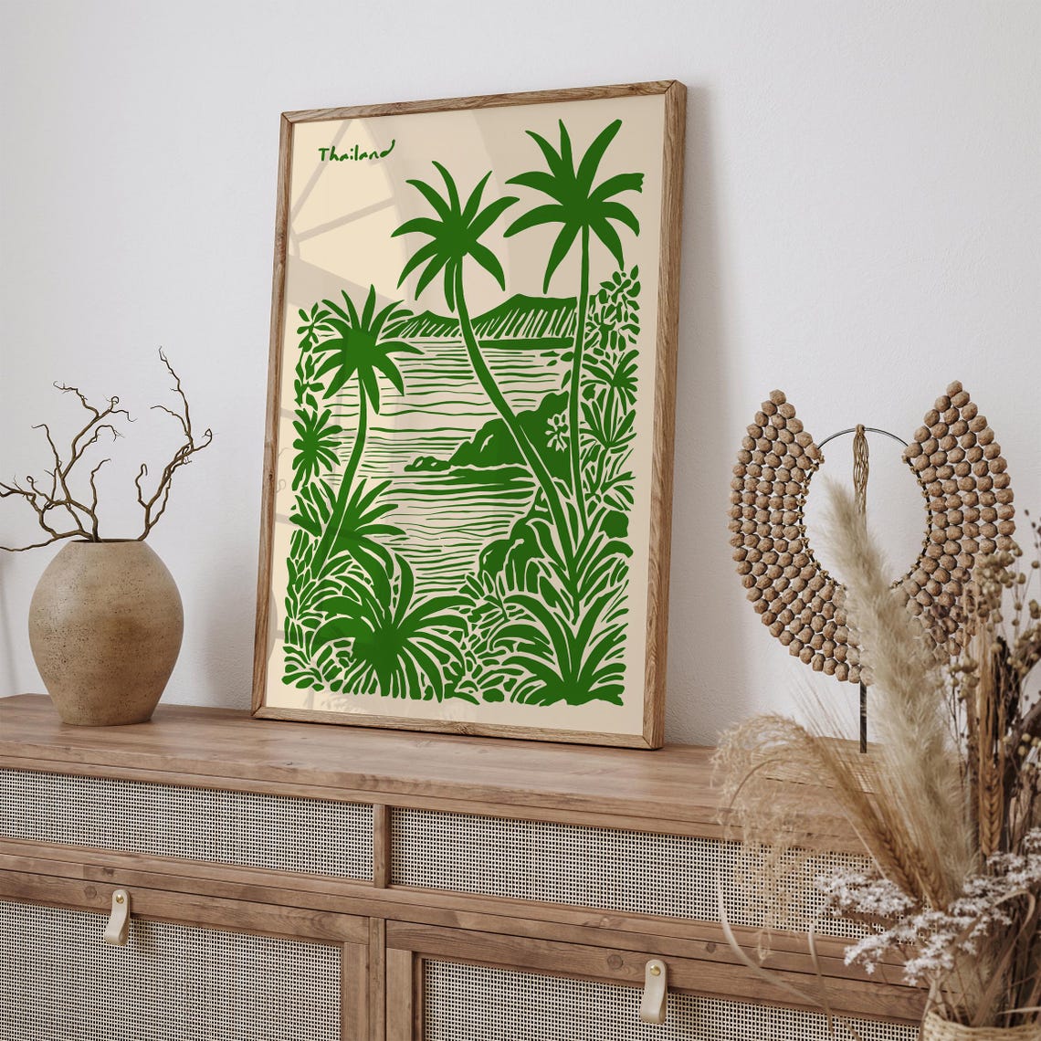 Thailand Green Palm Lagoon Tropical Coastal Travel Art Poster - Image 5
