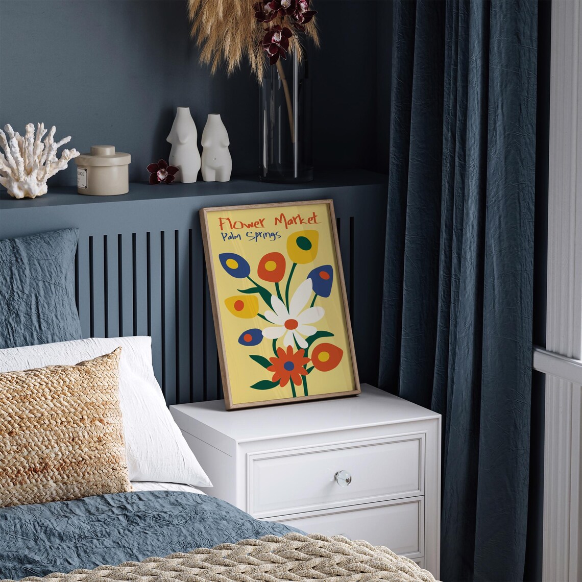 Palm Springs Flower Market Bold Retro Tulips on Yellow Poster - Image 5