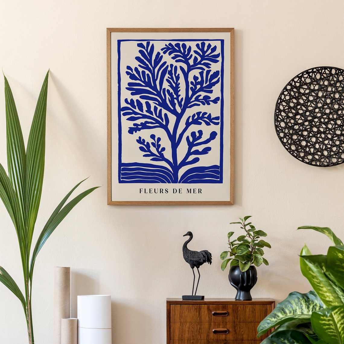 Fleurs De Mer Blue Seaweed Coral Coastal Botanical Art Poster - Image 5