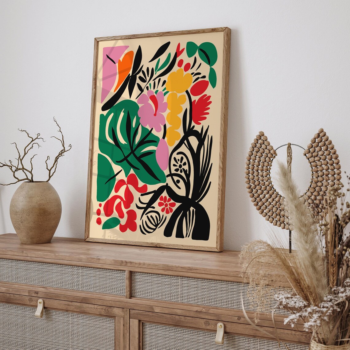 Colorful Matisse Inspired Floral Cutouts Botanical Art Poster - Image 2