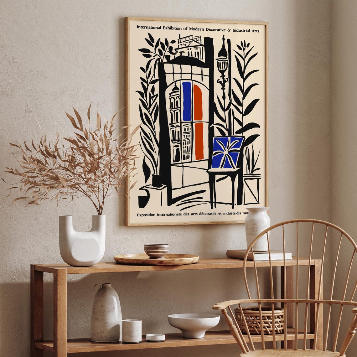Paris Exhibition Street Cafe Scene Art Deco Illustration Poster - Image 3