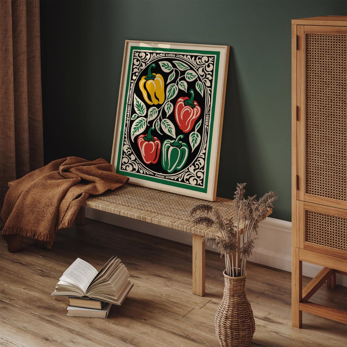 Colorful Bell Peppers Rococo Style Kitchen Decorative Art Poster - Image 5