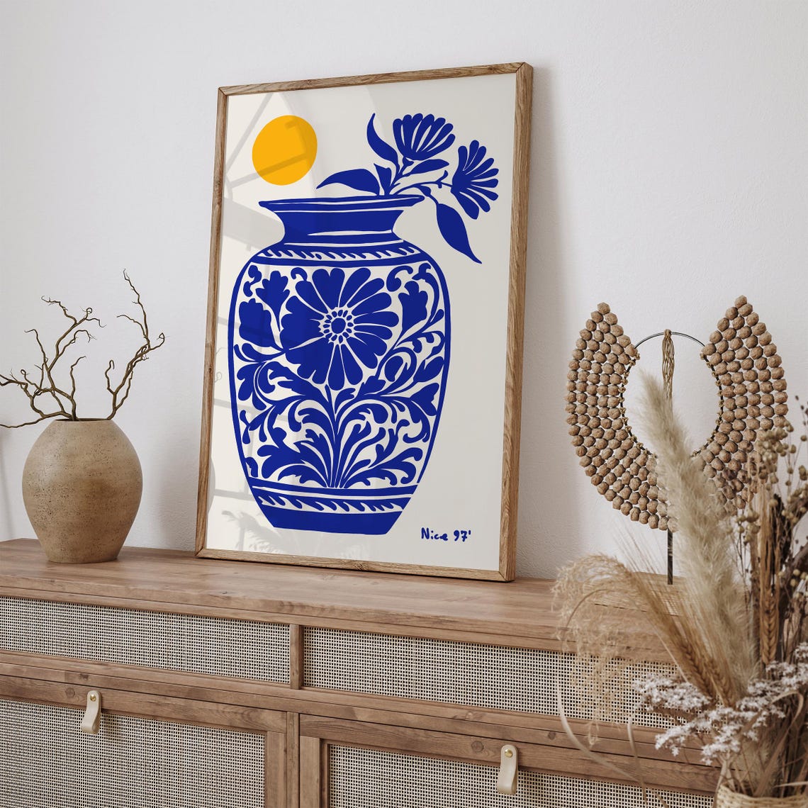 Blue Floral Vase Golden Sun Nice 97 Modern Botanical Wall Poster - Image 3