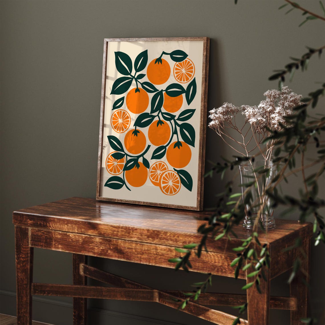 Orange Branch Citrus Fruit Mid Century Modern Kitchen Art Poster - Image 3