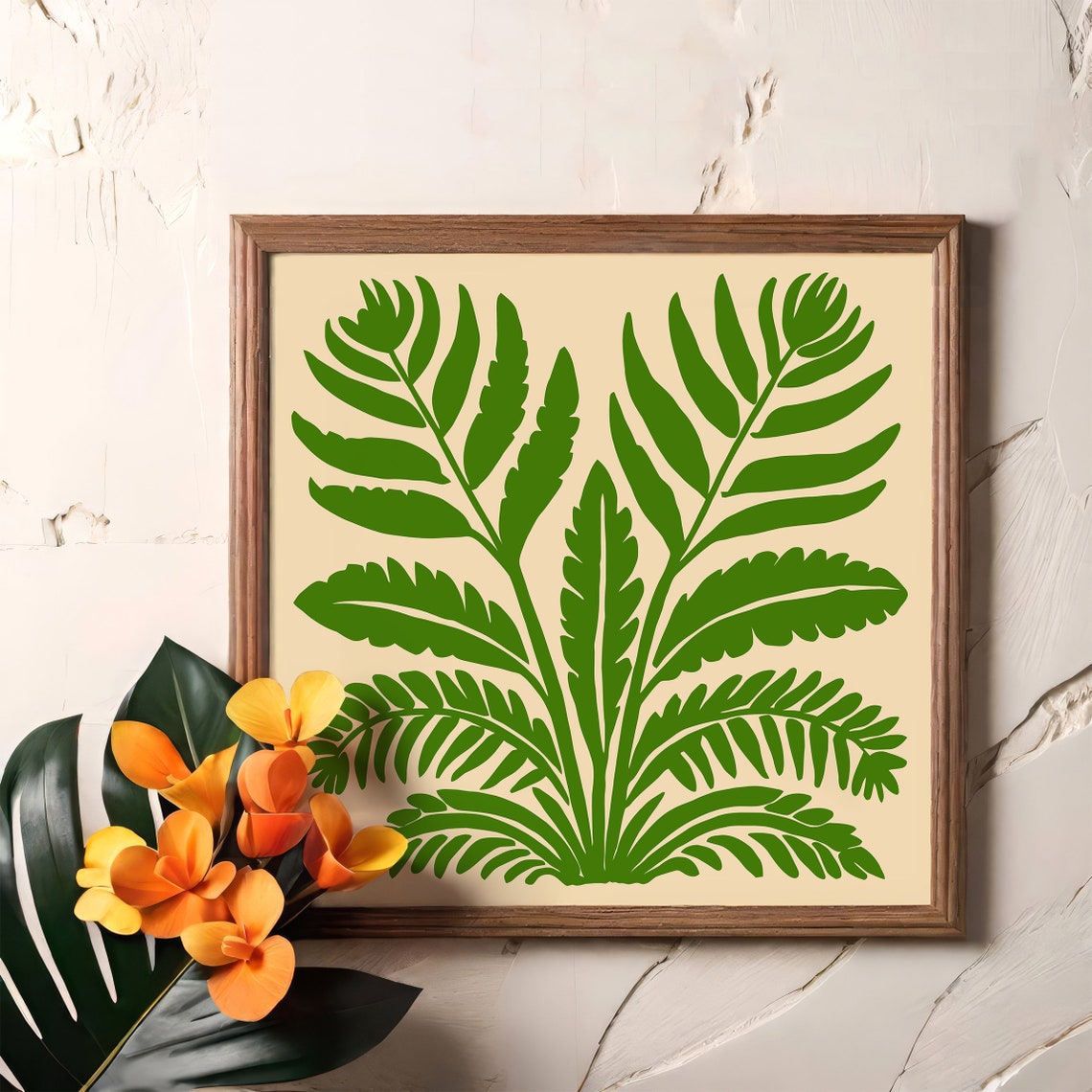 Green Tropical Fern Botanical Square Minimalist Leaf Art Poster - Image 4