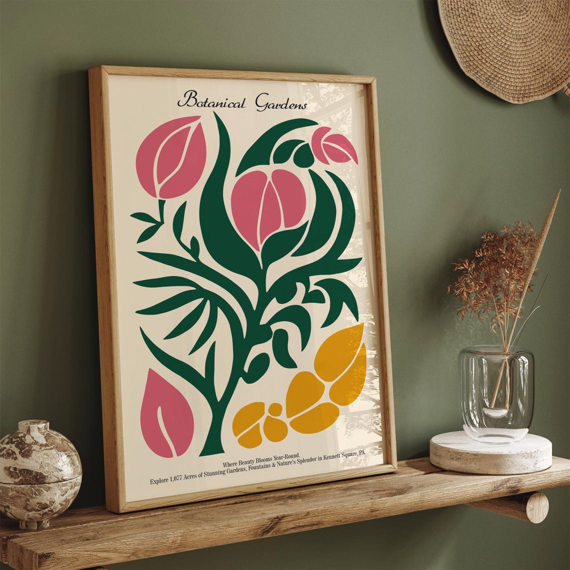 Botanical Gardens Kennett Square Pink Tulip Flower Art Poster - Image 2