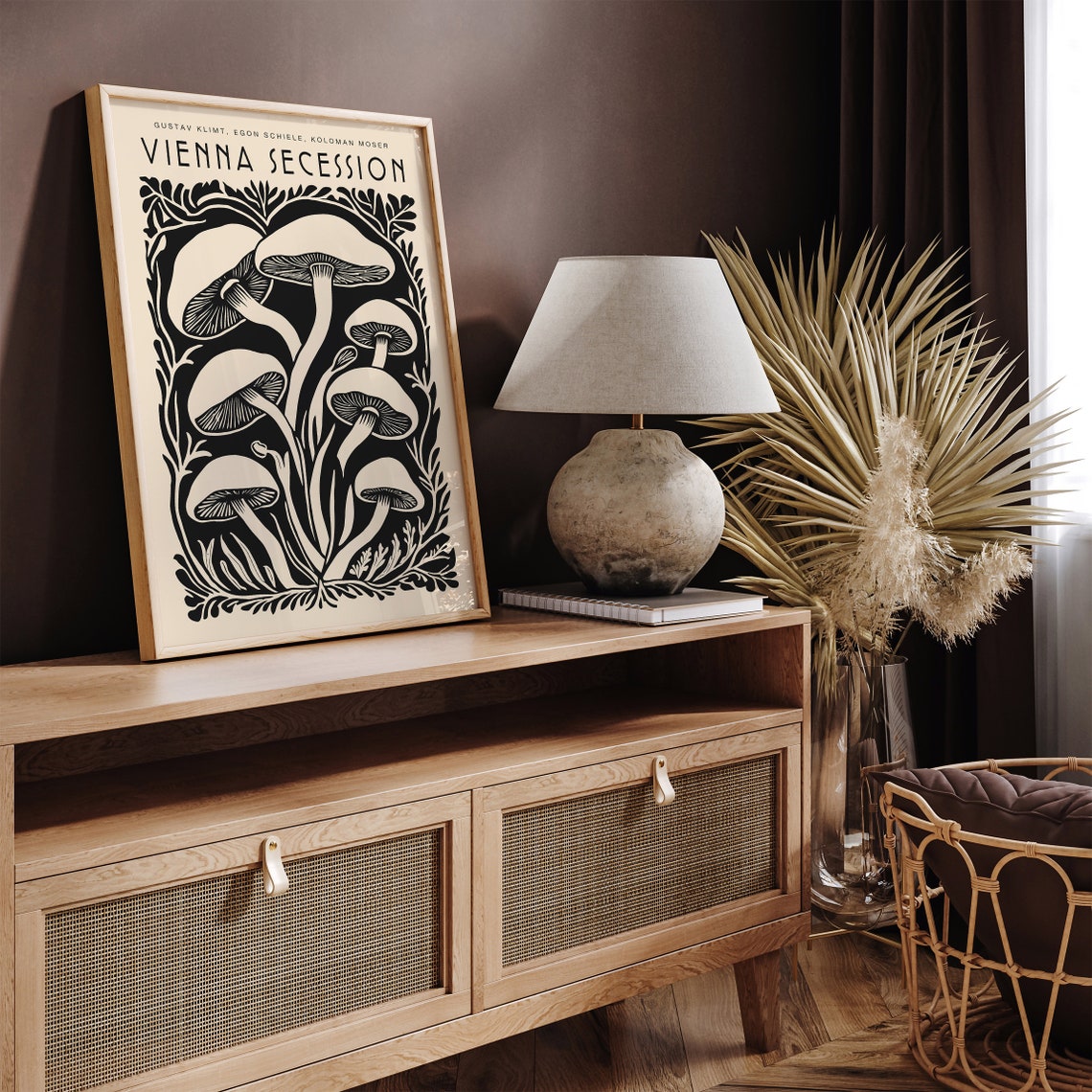 Vienna Secession Mushroom Art Nouveau Black Beige Decor Poster - Image 6
