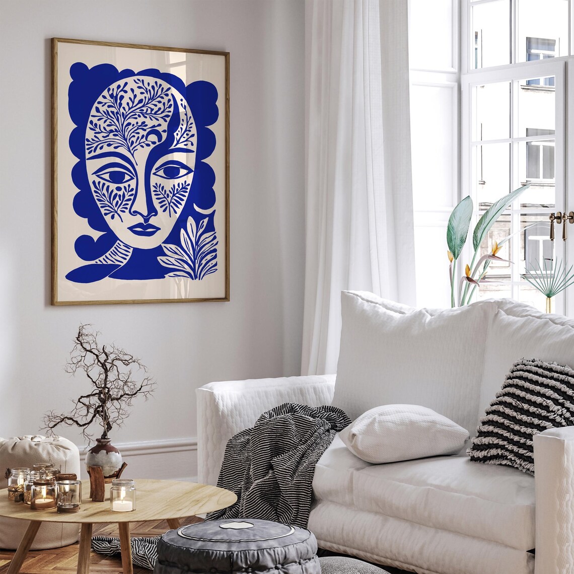 Abstract Blue Woman Botanical Face Modern Portrait Gallery Art Poster - Image 5