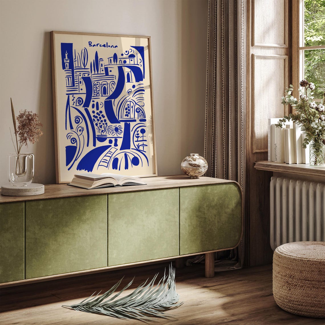 Barcelona Abstract Blue Cityscape Minimalist Travel Decor Poster - Image 3