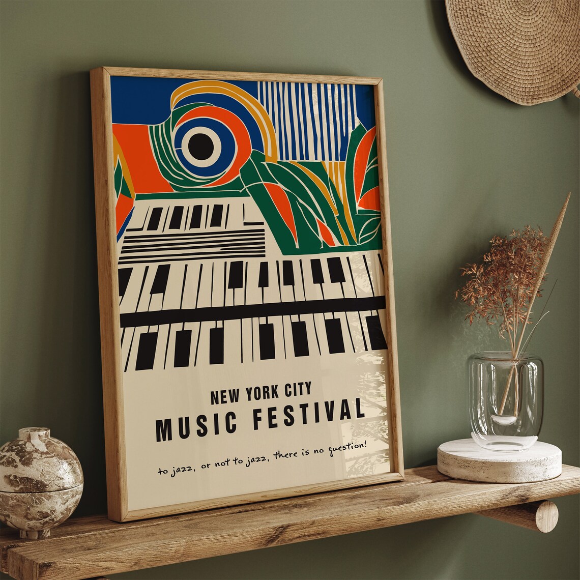 New York City Music Festival Jazz Piano Keys Art Deco Poster - Image 5